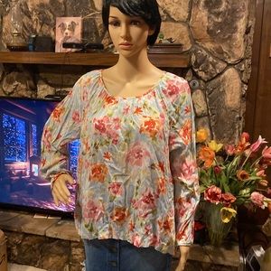 J. Jill cold shoulder floral lightweight blouse